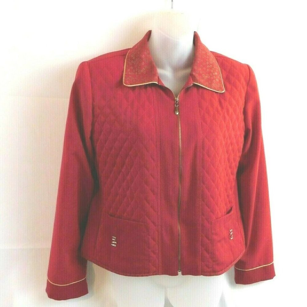 Nancy Bolen City Girl Quilted Lined Women's Blazer Jacket Small Zipper Front